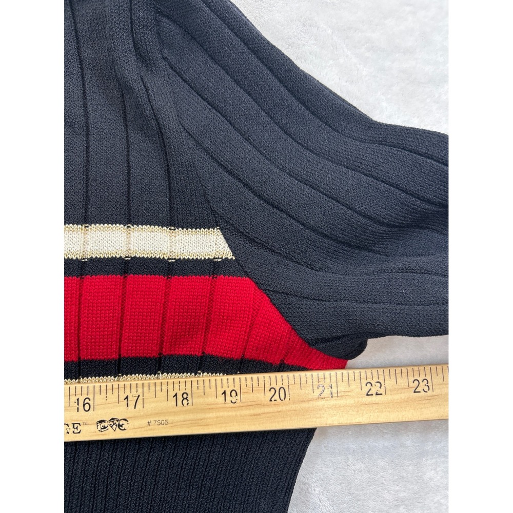 St John Sport Sweater Womens S Black Red White Stripe Full Zip‎ Hooded - Picture 5 of 5